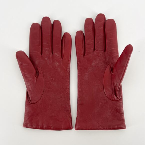 UGG dark red leather gloves cashmere lining - Picture 2 of 7